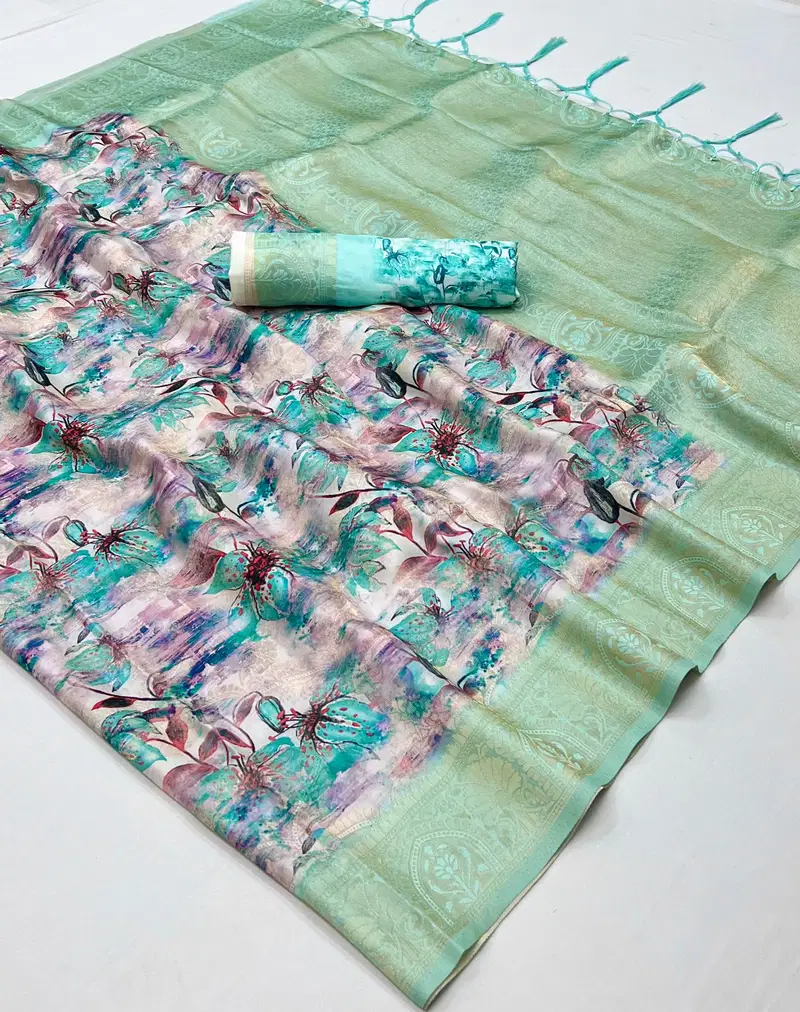 SRC Softy Digital Jacquard Digital Printed Sarees Wholesale Price In Surat